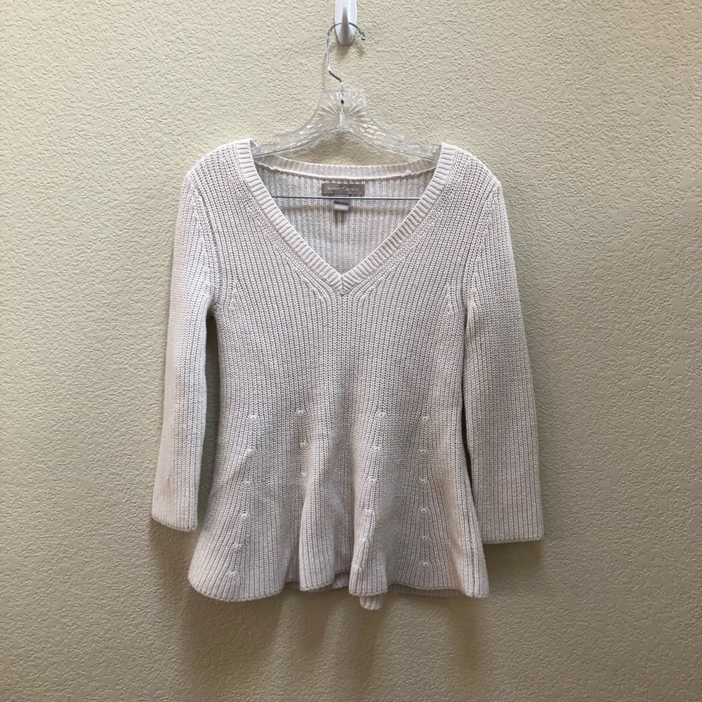 Ivory cotton cashmere peplum sweater